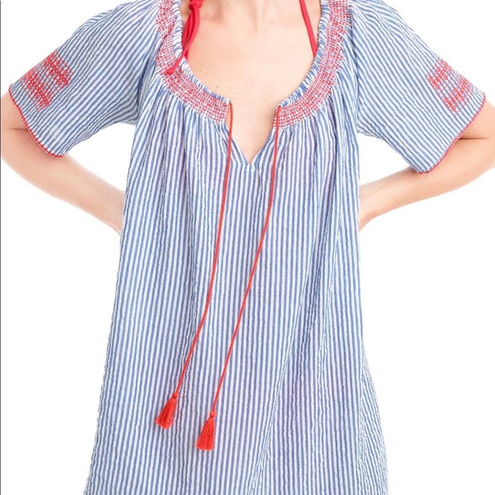 J.Crew Embroidered Tie Front Tunic